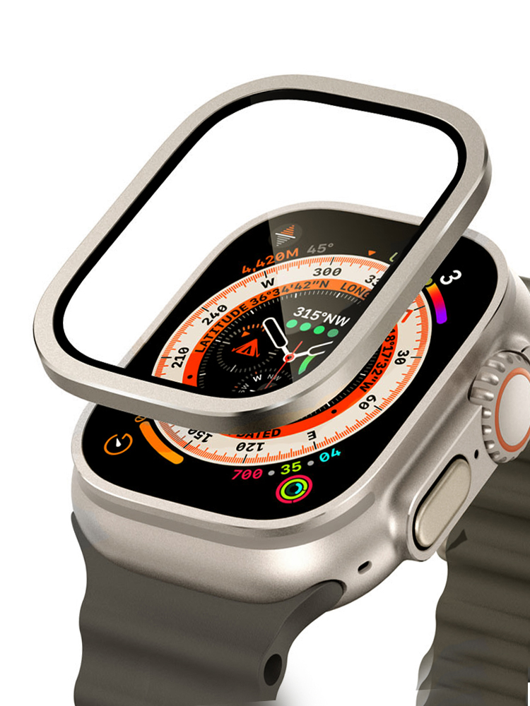 Smartwatch Apple Watches For Women - Apple Watch用の傷防止強化ガラス,チタンメタルフレーム,スクリーンプロテクター,アクセサリー,ウルトラシリーズ2,49mm