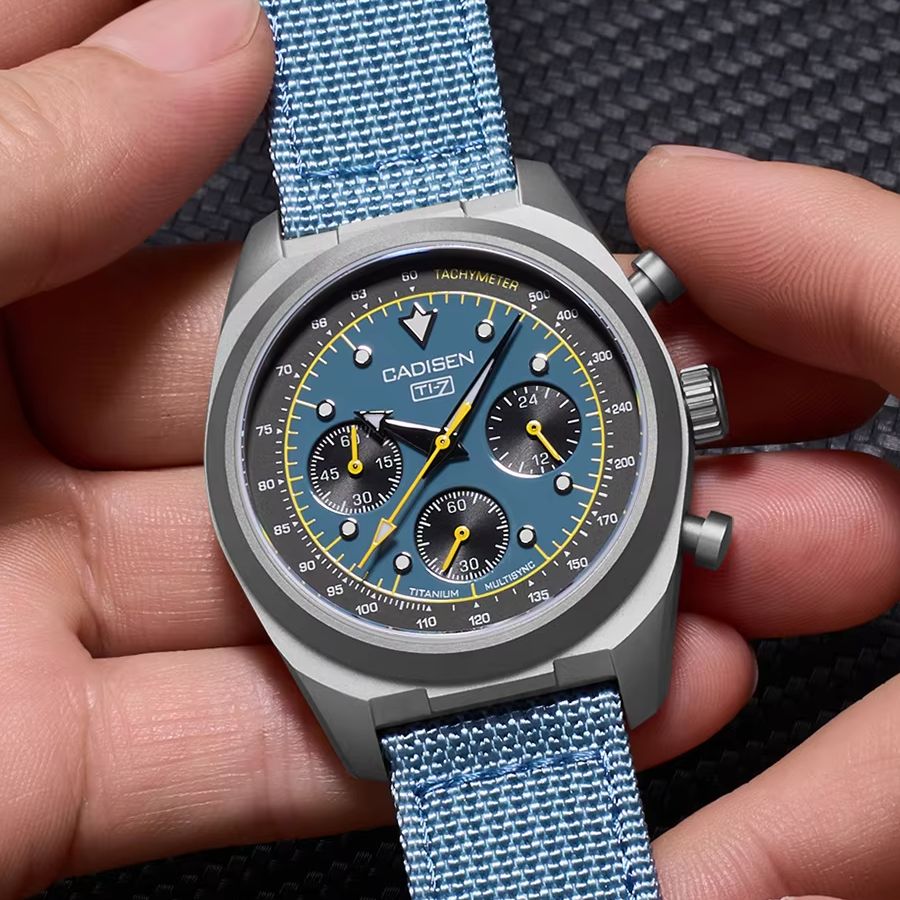Solar Powered Watch - CADISEN チタン TI-7 マルチシンク ニュームーン メンズ腕時計