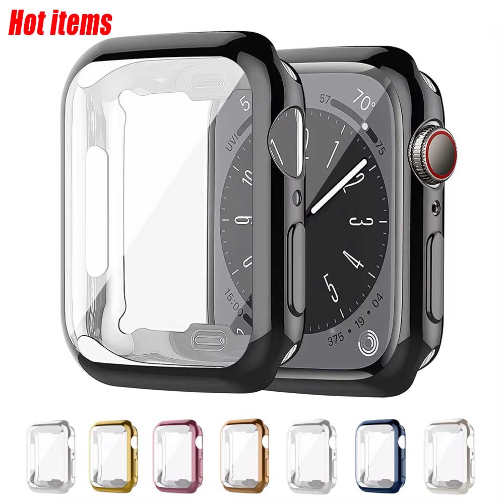 Smartwatch Apple Watches For Women - Apple Watch用シリコンスクリーンプロテクター,バンパーケース,iwatchシリーズ3、4、5、6、se、7、8、9、44mm、40mm、45mm用バンパー41mm, 42mm, 46mm, 38mm