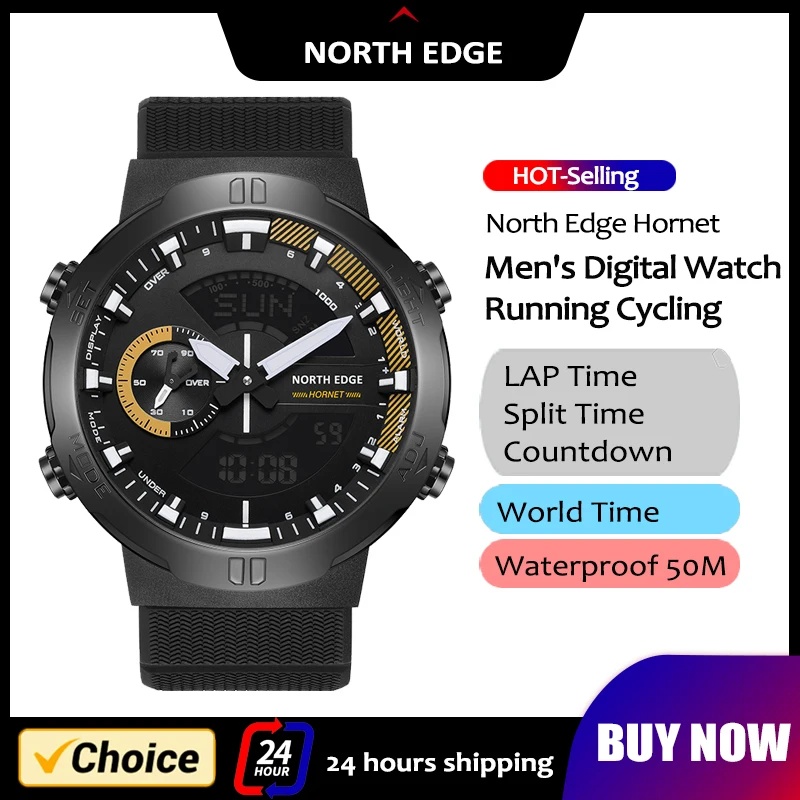 Smartwatch Army Watches For Men - NORTH EDGE メンズスマートウォッチ 世界時計 カウントダウン スピードストップウォッチ