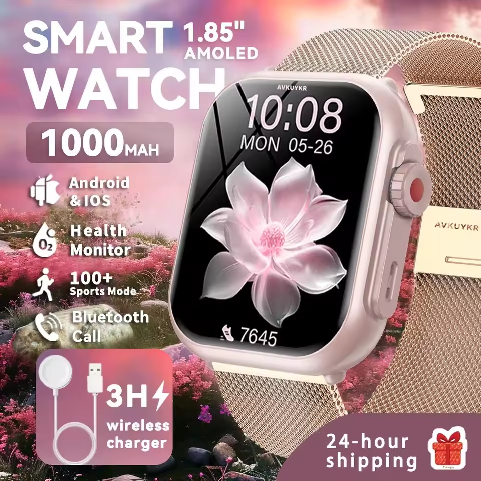 Smartwatch Watches For Women Brands - 2026年ファッション女性用腕時計Ultra2 SEスマートウォッチ1000mAh 1.85インチAMOLEDフルタッチスクリーンHD通話スマートウォッチAndroid IOS対応レディース向け