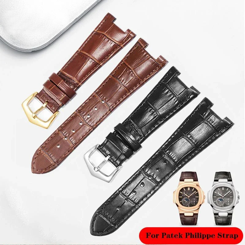 Patek Philippe Watch Nautilus - 本革時計ストラップパテックフィリップ 5711 5712G ノーチラス時計男性と女性 25-12 ミリメートル凹凸口時計バンド