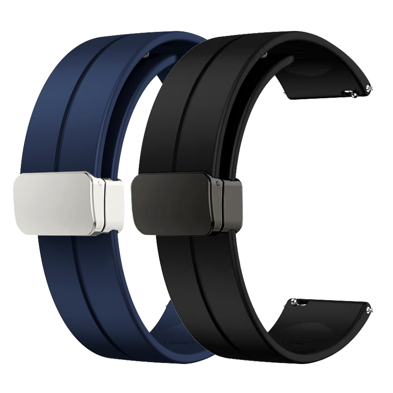 Smartwatch Watches For Women Brands - 男性と女性のためのシリカゲル磁気ブレスレット,黒と月のストラップ,ブランド名,エアロビガックス,swatch,20mmに適しています