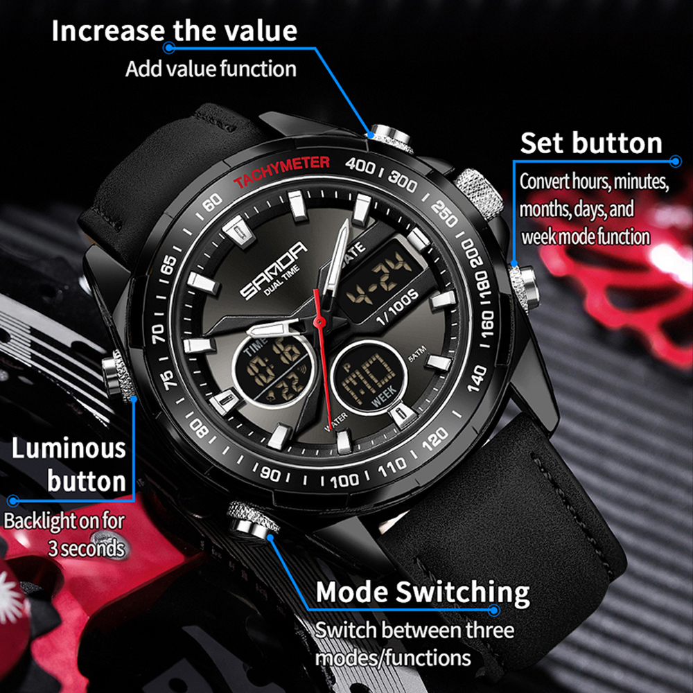 SANDA 高級クロノグラフメンズ腕時計トップブランドスポー - Smartwatch Watches For Men Digital のレビューと価格