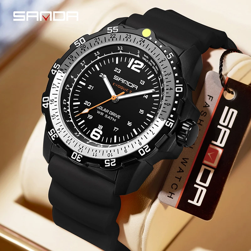 SANDA 高級新メンズソーラー腕時計クォーツ発光針 50  - Solar Powered Watch のレビューと価格