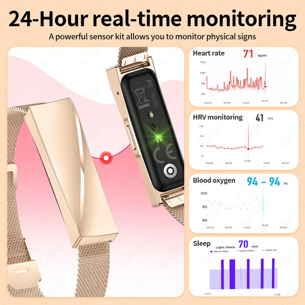 LIGE コールリマインダー スマートブレスレット 睡眠心拍 - Couple Watches Smartwatch のレビューと価格