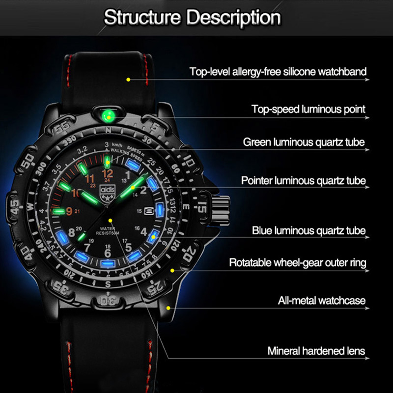 メンズミリタリーウォッチ,特殊部隊,アウトドアスポーツ,発光 - Solar Powered Watch のレビューと価格