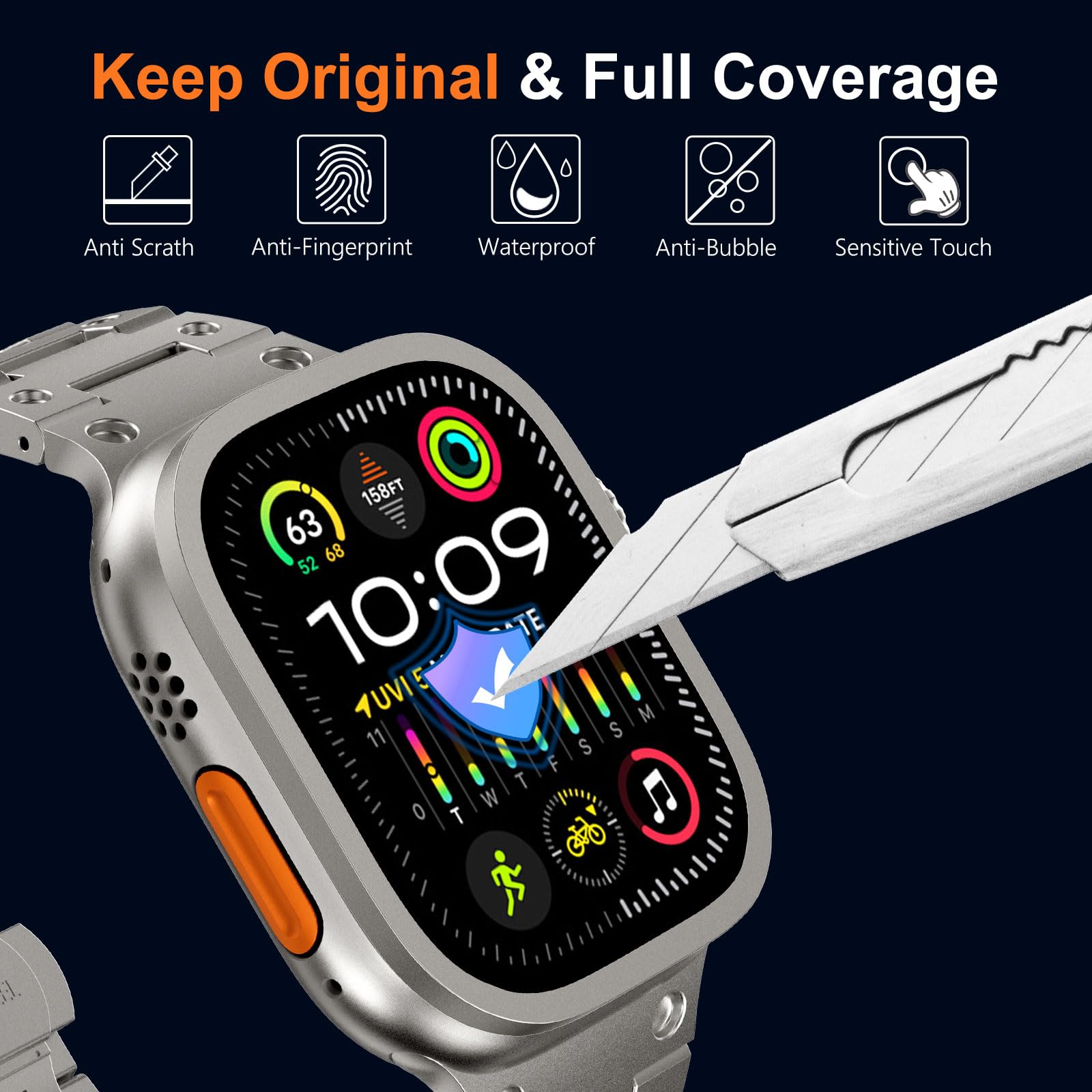 Apple Watch用の傷防止強化ガラス,チタンメタルフレ - Smartwatch Apple Watches For Women のレビューと価格