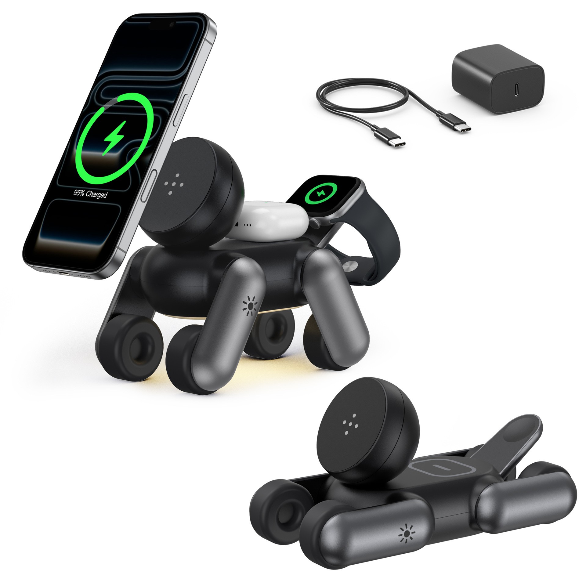 3-in-1 マグネット式ワイヤレス充電器 ポータブル Ma - Smartwatch Phone Watches のレビューと価格