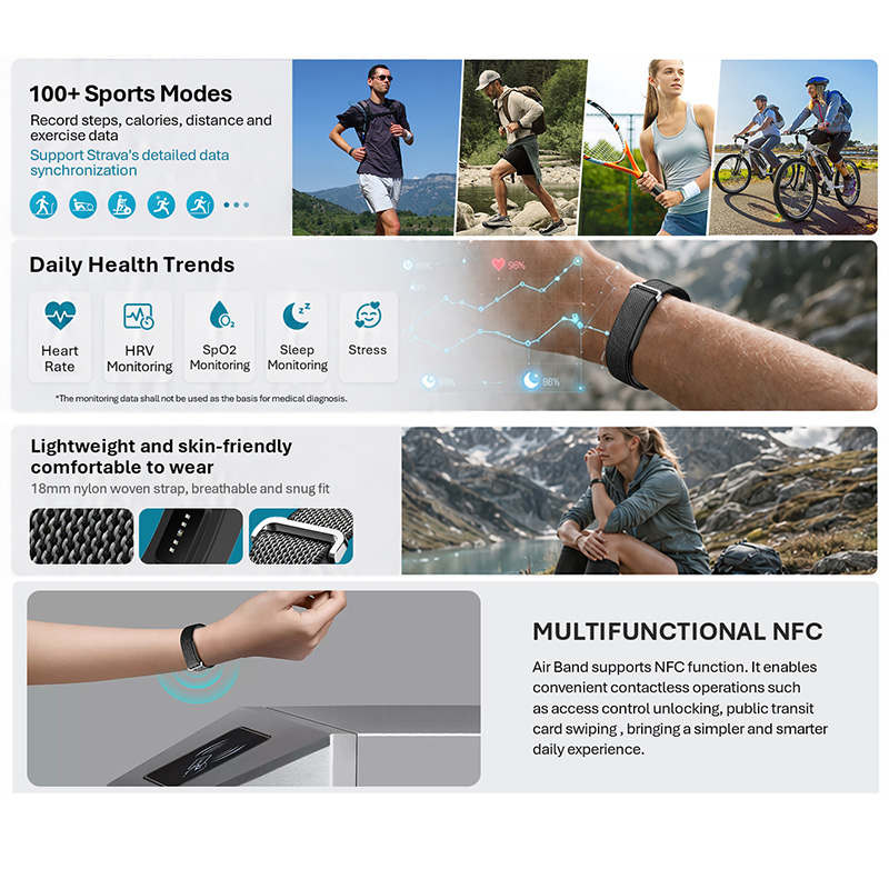 VALDUSエアバンドスマートブレスレット 男女兼用 心拍数 - Smartwatch Watches For Men Digital のレビューと価格