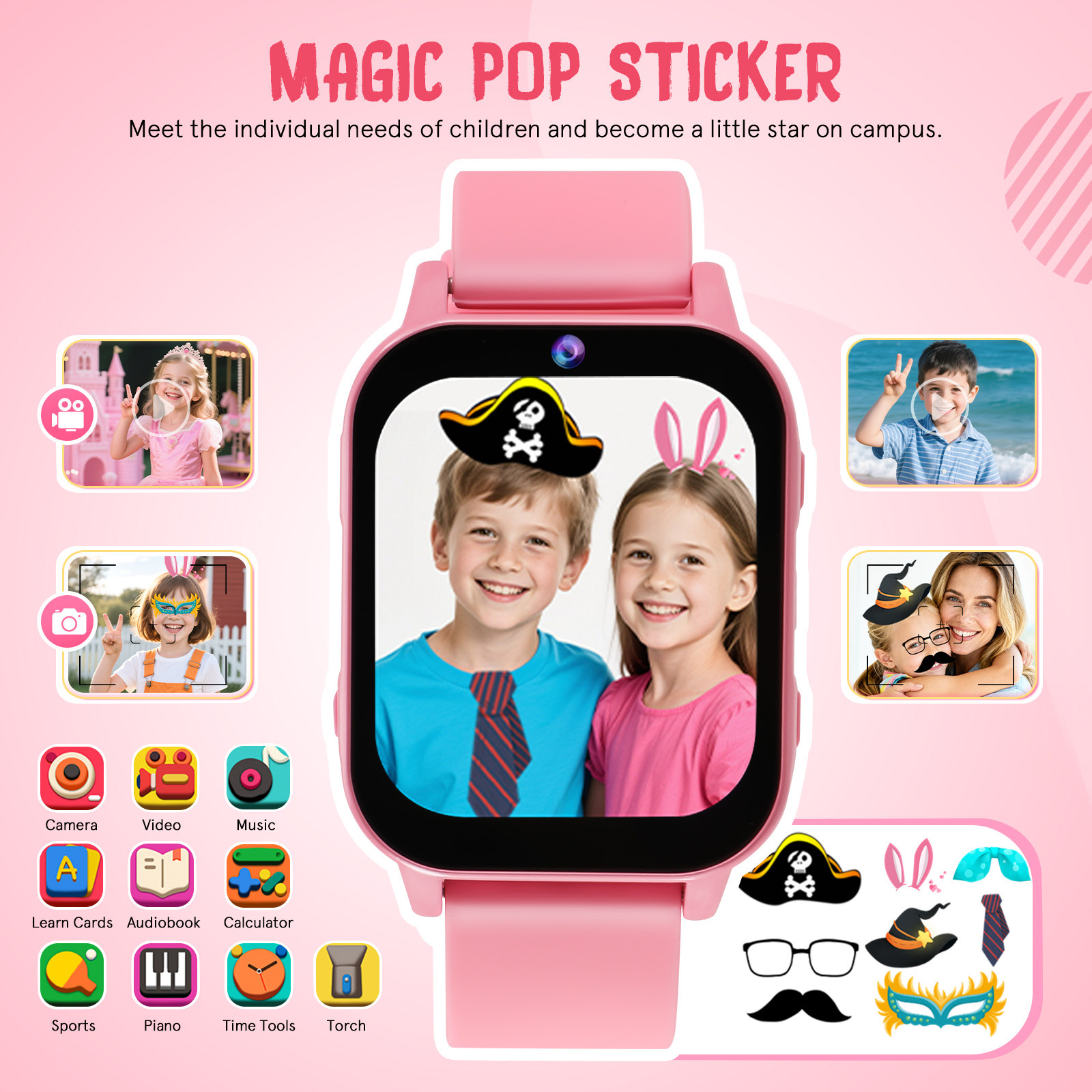 子供用スマートウォッチ ゲーム機能付き デジタル 軽量 スポ - Smartwatch Pink Watches For Kids のレビューと価格