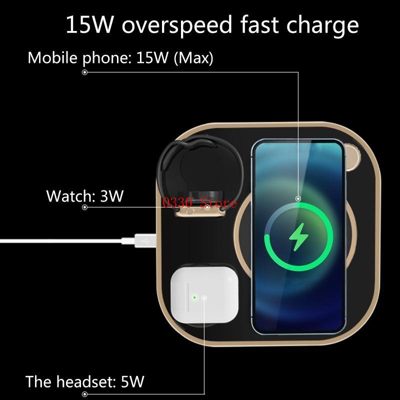 15Wファストワイヤレス充電器3 in 1 Qi充電ドックス - Watch Xs8 のレビューと価格