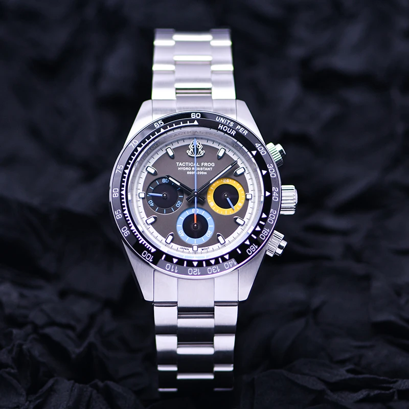 戦術的なカエルメンズ腕時計ステンレス鋼クロノグラフ腕時計サフ - Solar Powered Watch のレビューと価格