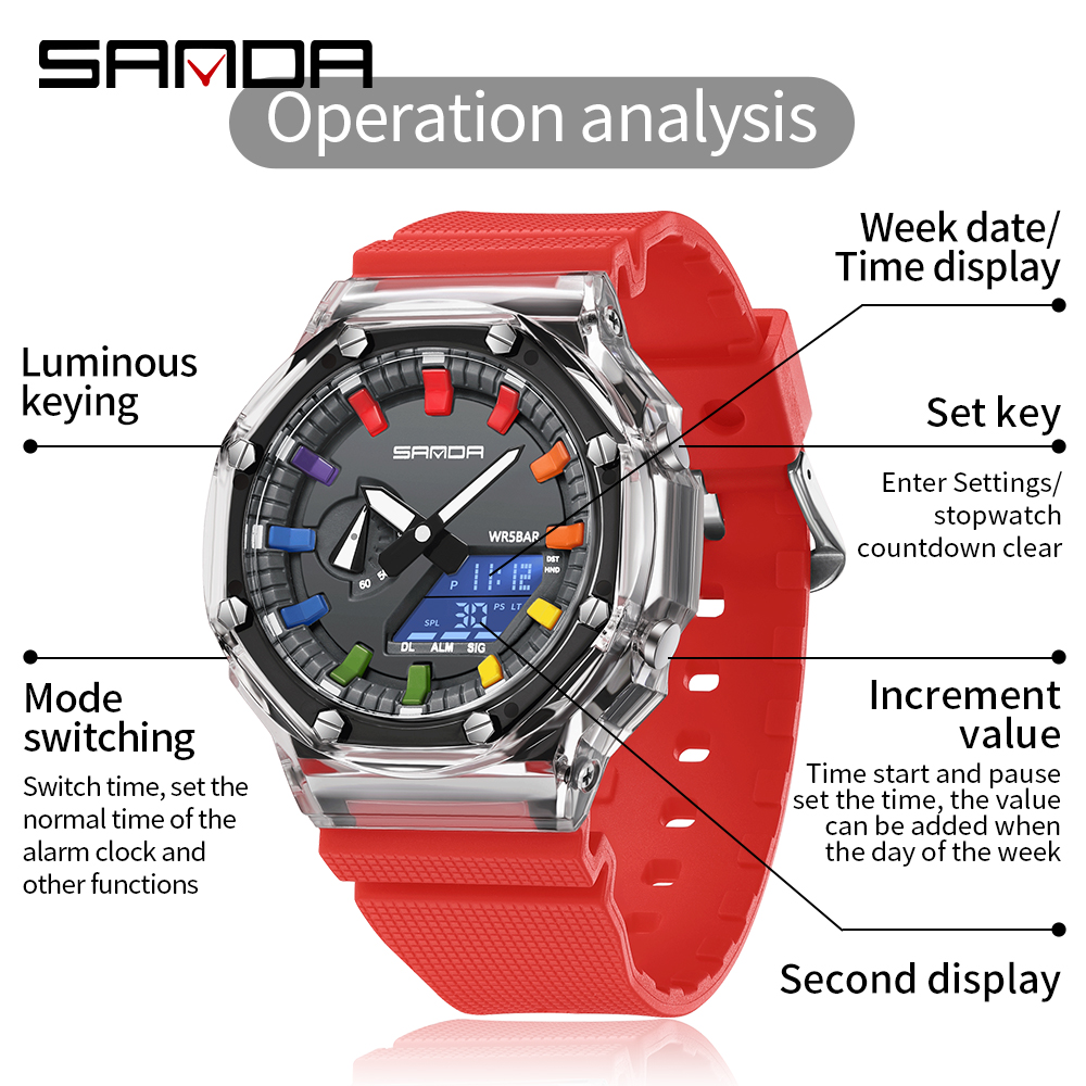 SANDA 3341デジタル LED 腕時計メンズミリタリー - Smartwatch Army Watches For Men のレビューと価格